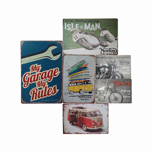 Vente en gros Pub Restaurant Bar Art mural Peinture Bus Plat Plaque métallique <span class=keywords><strong>Indian</strong></span> Motorcycle Tin Signs - Product Image 1