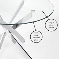 Meuble moderne Petite table de cuisine ronde en verre Ensemble 4 chaises Table basse en verre base or en acier inoxydable