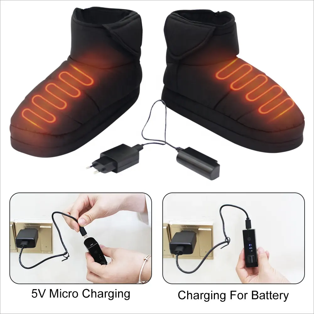3.7V Elektrische Batterij Verwarmde Slippers Mode-Accessoires Huiskleding Gemaakt Van Polyester Pvc Doek Pu