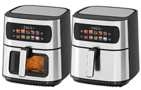 Friteuse à air numérique GIAYOL sans huile 6L/8L 1800W avec écran couleur, en acier inoxydable, revêtement antiadhésif PTFE, contrôlée par application, pour usage domestique