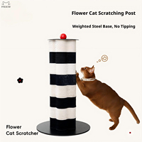 Griffoir pour chat empilable en forme de fleur, base en acier lestée, poteau à griffer ondulé haut pour chats de grande taille d'intérieur