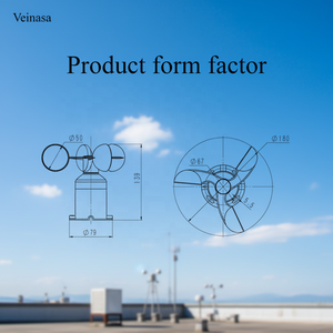 Veinasa-WSS01 Anémomètre numérique 0-60m/s ABS Girouette Anmomtre RS485 Capteur de vitesse du vent pour station météo OEM ODM Personnalisable - Product Image 5