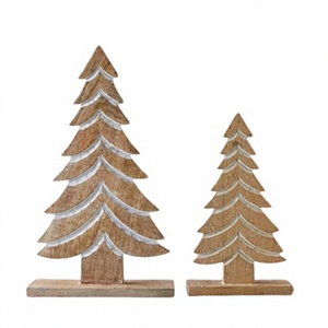 Carved Wood <b>Christmas</b> <b>Tree</b> Figurine Set <b>White</b> Wash Pine <b>Tree</b> Statue Modern Farmhouse Holiday Home <b>Decoration</b> - Product Image 1