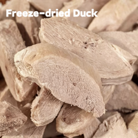 Friandises pour animaux de compagnie en tranches de viande de canard lyophilisée, marque privée OEM, sans céréales, riches en protéines, pour chiens et chats, emballage personnalisé, vente en gros, aliments pour animaux