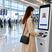 Terminal de paiement 21,5 23,6 27 32'' pour hôtel, kiosque d'auto-enregistrement et de commande avec distributeur de cartes et scanner de passeport