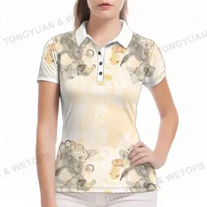 Custom Apparel Women's Golf Shirts Short Sleeve Collared Polo Shirt Moisture Wicking Lady Golf Print Tennis Sport T Shirt