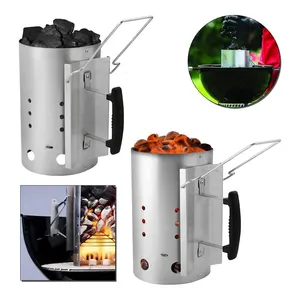 Foldable Wood Rapid Fire Chimney BBQ Grill Briquette Coal Charcoal Lighter Fire Starter