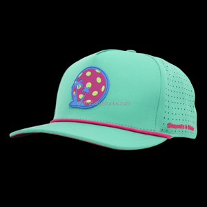 OEM Custom 5 Panel Rubber PVC Patch Logo Baseball Cap Waterproof Laser Cut Hole Perforated Golf Gorras Polyester Golf <b>Rope</b> Hat - Product Image 1