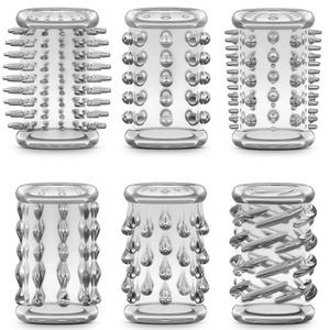 Hot Selling 6 Stück Set Herren Verzögerung Ejakulation Cockring Sexspielzeug TPE und Silikon Penis ringe und Kondome Ärmel für Erwachsene - Product Image 3