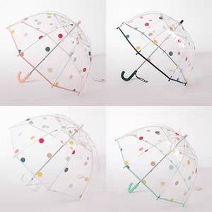 <span class=keywords><strong>Parapluie</strong></span> <span class=keywords><strong>transparent</strong></span> à long manche pour enfants avec impression de logo, 8 baleines, motif à pois, crochet en J, pour étudiants, filles, dessin animé, usage quotidien sous la pluie - Product Image 2