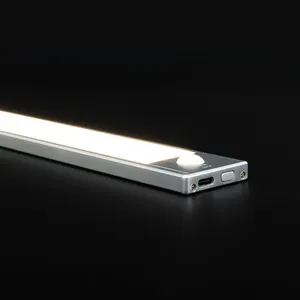 Luz Led con Sensor de movimiento para armario, luz Led con batería magnética, recargable por USB, 40cm, 60cm