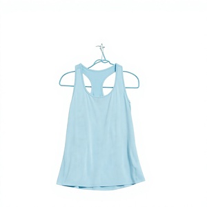 Débardeurs d'été pour femmes en gros, col en V, dos nageur, en tissu jersey respirant, avec logo frontal, blancs, en vrac - Product Image 2
