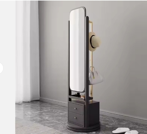 Vente en gros 360 °   <span class=keywords><strong>Miroir</strong></span> sur pied rotatif pleine longueur avec rangement, <span class=keywords><strong>miroir</strong></span> organisateur autoportant pour chambre et entrée - Product Image 6