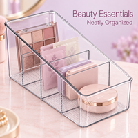 Boîte de rangement pour maquillage en plastique transparent à 4 niveaux, organiseur de cosmétiques de bureau, tiroir pour fards à paupières, rouges à lèvres, soins de la peau