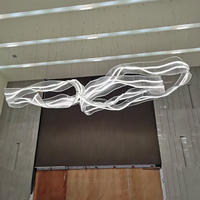 Lustre suspendu LED en acier et verre avec télécommande personnalisée pour plafond haut, hôtel, maison, escalier