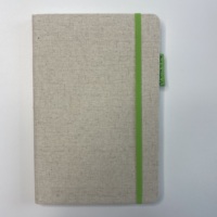Carnet A5 en lin blanc personnalisé en gros, couverture rigide en tissu avec bande élastique et poche intérieure