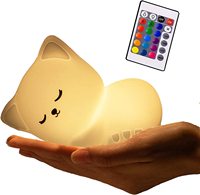 Lampe de nuit LED en forme de chat à commande tactile pour bébé, lumières mignonnes USB rechargeables et télécommandées pour la chambre des enfants