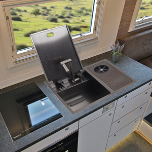 HOMFUL Boat RV PVD lavabo a mano rubinetto piegato per Caravan lavello in acciaio inox a nido d'ape pannello RV lavello - Product Image 6