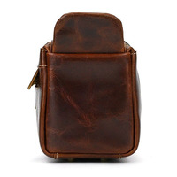 Sac de voyage et trousse de toilette en cuir pour homme, décontracté, avec fermeture éclair et nombreuses poches