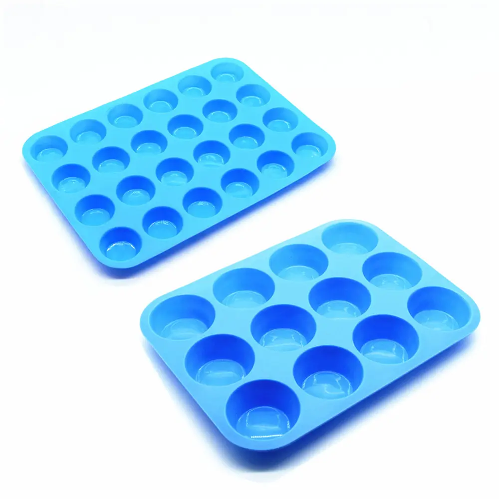 BHD-Molde antiadherente para cupcakes, bandeja de silicona para hornear pasteles, sin BPA, de fácil liberación, 12 y 24 tazas