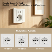Prise murale Schuko KSQ 86 * 86 mm, cadre en PC blanc, 250V 16A, prise murale universelle avec prise USB Type-C 20W