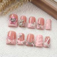 Ongles artificiels en acrylique faits à la main, conformes à la norme MSDS, en PMMA 3D courbé, à pression, couvrance totale, 10 pièces