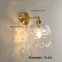 Applique Murale LED Moderne de Luxe en Verre et Cristal, en Fer, Culot E27, pour Chambre, Escalier, Salon, Décoration Intérieure - Garantie 3 Ans