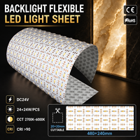 Feuille lumineuse LED flexible à température de couleur réglable (CCT) pour panneau rétroéclairé en marbre translucide, onyx, pierre 24V SMD2835