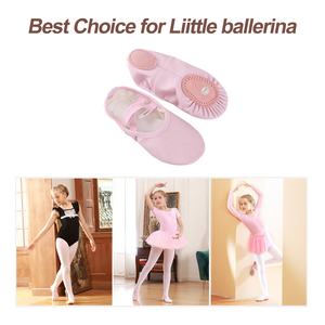 Scarpe da balletto per ragazze, scarpe da ballo in <span class=keywords><strong>pelle</strong></span> con suola divisa scarpe da ballo, scarpette da balletto per bambine piccole/grandi bambini - Product Image 5