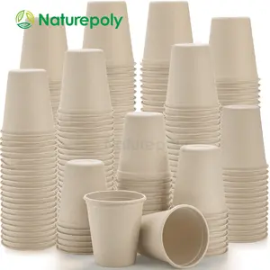 Bamboo Fiber Eco-Friendly Coffee Cups Bio-Degradable 12oz Sugarcane Bagasse Fiber Paper Cups for Hot or Cold Drinks