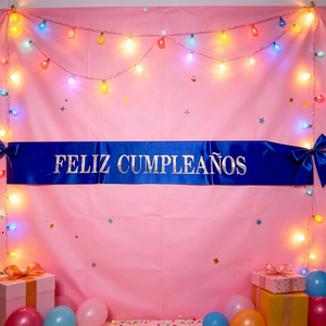 Fascia Blu 'Buon Compleanno' con Lettere Iridescenti, Eleganti Decorazioni per Feste, Confezione da 12 Pezzi - Product Image 4