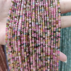 Haute qualité naturel arc-en-ciel Tourmaline 2.5mm facettes véritable pierre cubique coupe pierres précieuses brin perles pour la fabrication de bijoux - Product Image 3