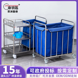 รถเข็นขยะสแตนเลส Kang Key แบบสองถัง พร้อมล้อเบรกและแป้นเหยียบ - Product Image 4