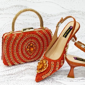 Herbst Schuhe und Taschen <span class=keywords><strong>Set</strong></span> für Damen Spitze High Heels Quadratische Handtasche Damen Mini-Taschen Vollbesetzt mit Diamanten Blumen-Schuhe auf Lager - Product Image 3