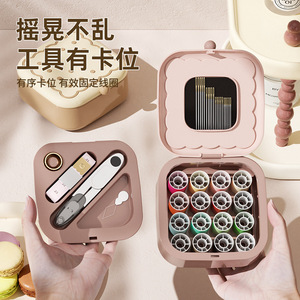 <b>Sewing</b> Kit Magnetic Closure Portable Compact <b>Sewing</b> <b>Box</b> With Needles Thread For Home Dormitory Use - Product Image 3