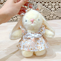 Porte-clés en peluche lapin Wendi authentique avec nœud papillon, poupée de compagnie apaisante de style européen