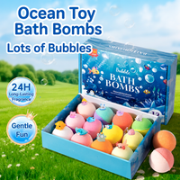 Lot de 12 bombes de bain pour enfants, best-seller, avec jouets animaux marins surprise, au sel marin, exfoliantes, régulatrices de sébum, pour bain moussant, coffret cadeau surprise