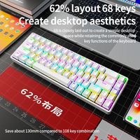 AK68 Triple Mode Mechanical 2.4G+BT+USB-C RGB 22 Backlight Effects 5 Brightness PBT Translucent Keycap 1500mAh Plug&Play Full