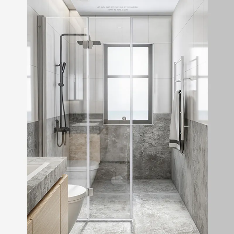 Çerçevesiz temperli cam özelleştirilmiş katlanır duş kapıları banyo kapısı
