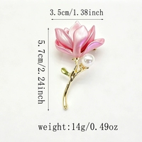 Broche Orchidée pour Femme – Accessoire de Vêtement Élégant Quotidien – Épingle de Poitrine Fleur Tulipe avec Pétales Émaillés et Bouton de Perle