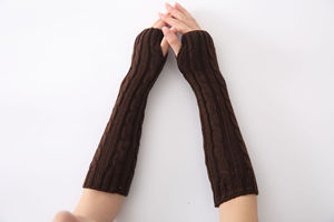 Gants en tricot pour femmes, chauffe-bras câble, tricoté, sans doigts, pour trous de pouce, au Crochet, - Product Image 6