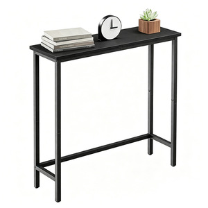 <b>Console</b> Table <b>Black</b> Metal Top Storage Entryway Minimalist Design - Product Image 1