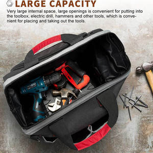 Bolsa de Herramientas para <span class=keywords><strong>Electricista</strong></span> Impermeable de 25 Bolsillos, Oxford, Boca Ancha, Gran Capacidad, Multicompartimentos, Personalizable OEM - Product Image 3