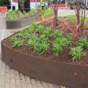 Bordure de jardin en acier Corten pour pelouse et parterres de fleurs - Résistante aux intempéries, installation facile, utilisation intérieure/extérieure, style Art Déco, personnalisable - Product Image 2