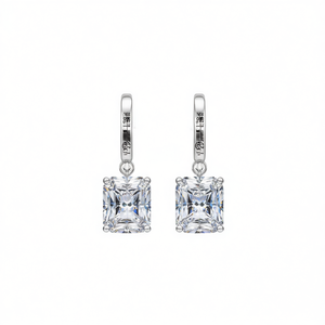 Boucles d'oreilles Jewel1, diamant taille Asscher, couleur D, naturel, certifié GIA, argent, style classique pour femme, fiançailles - Product Image 1