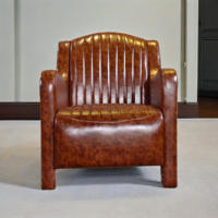 Fauteuil Club Vintage en Cuir Véritable Fait Main, Style Industriel Loft Tomcat, Chaise de Loisirs pour la Maison et le Bureau, Personnalisable G-Bardon S8909 Métal