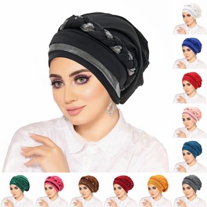 Turbante Musulmán Nuevo al por Mayor, Gorro Hijab con Nudo Trenzado Brillante para Mujer, Gorros para el Cabello de Mujer de Talla Grande a la Moda - Product Image 3