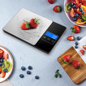 เครื่องชั่งอาหารอิเล็กทรอนิกส์กระจกเทมเปอร์จากประเทศจีนหน้าจอ LCD เครื่องชั่งดิจิตอลในครัวสำหรับผักผลไม้1กรัม - Product Image 1