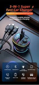 เครื่องส่งสัญญาณ FM แบบพกพาฟันสีฟ้าชุดรถแฮนด์ฟรี FM Modulator เครื่องส่งสัญญาณวิทยุไร้สายเครื่องเล่น MP3 พร้อม USB Car Charger - Product Image 4