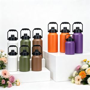 Bouteille d'eau de sport pour la gym, 64 oz, 128 oz, en acier inoxydable, thermos isolé sous vide avec couvercle à poignée - Product Image 4